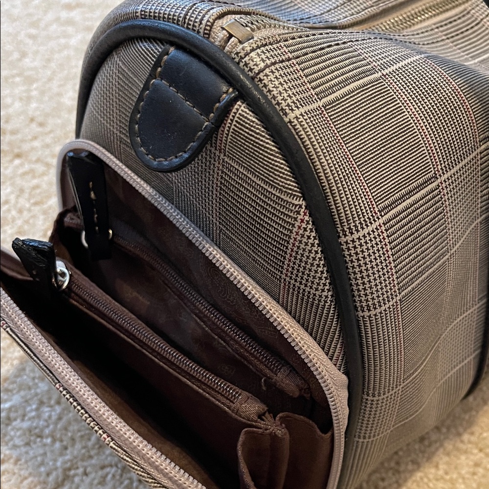 Liz Claiborne Barrel Style Plaid Shoulder Bag - Black and Gray - Picture 6 of 16